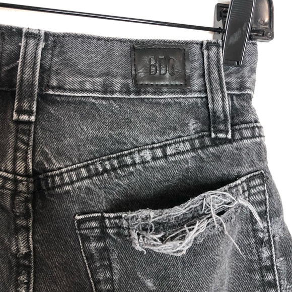 Urban Outfitters BDG A-Line Shorts Washed Black Raw Hem Distressed Short Size 24 - Picture 7 of 16